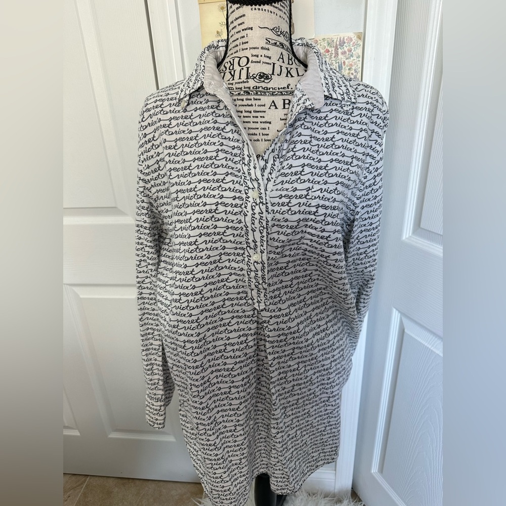 Victoria's Secret Monochrome Script Pajama Shirt.